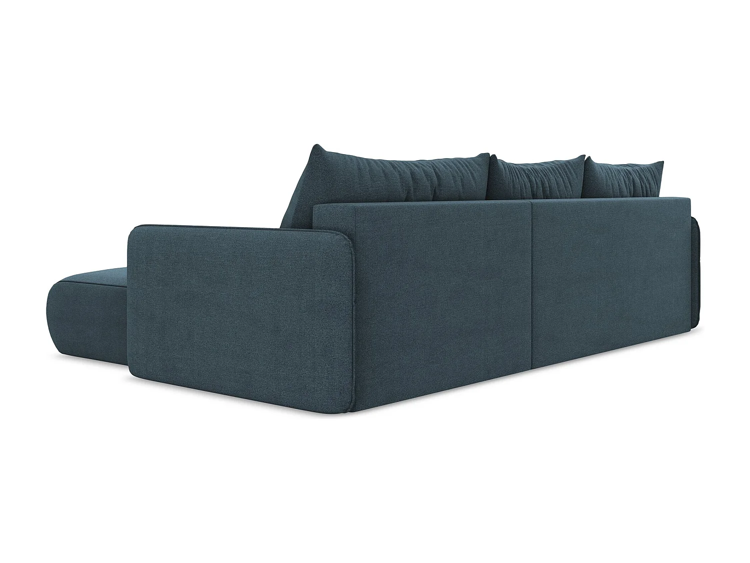 Canapé d’angle 3 places droit convertible en tissu texturé - jeans - NANEA