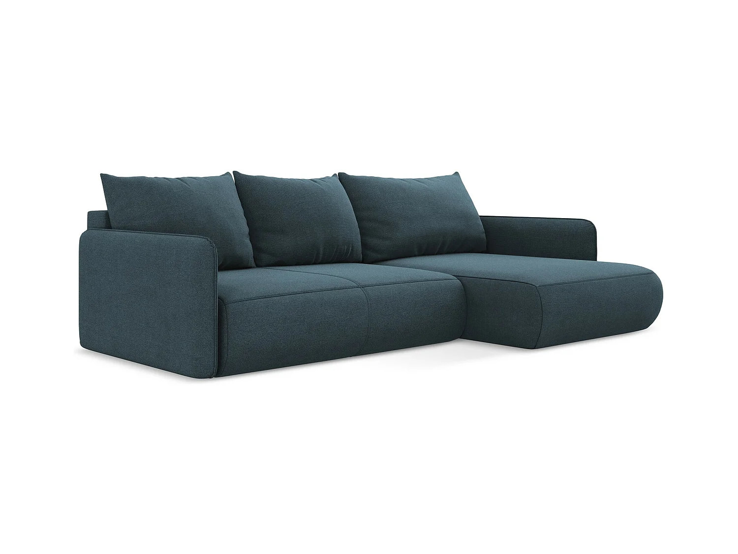 Ecksofa mit Schlaffunktion - Ecke Rechts - Strukturstoff - Jeans - NANEA