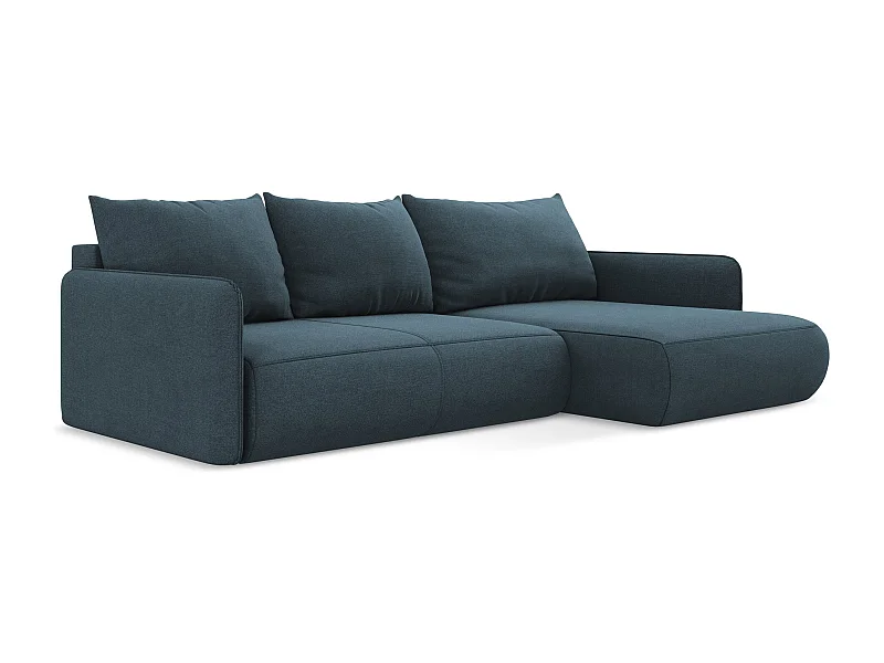 Ecksofa mit Schlaffunktion - Ecke Rechts - Strukturstoff - Jeans - NANEA