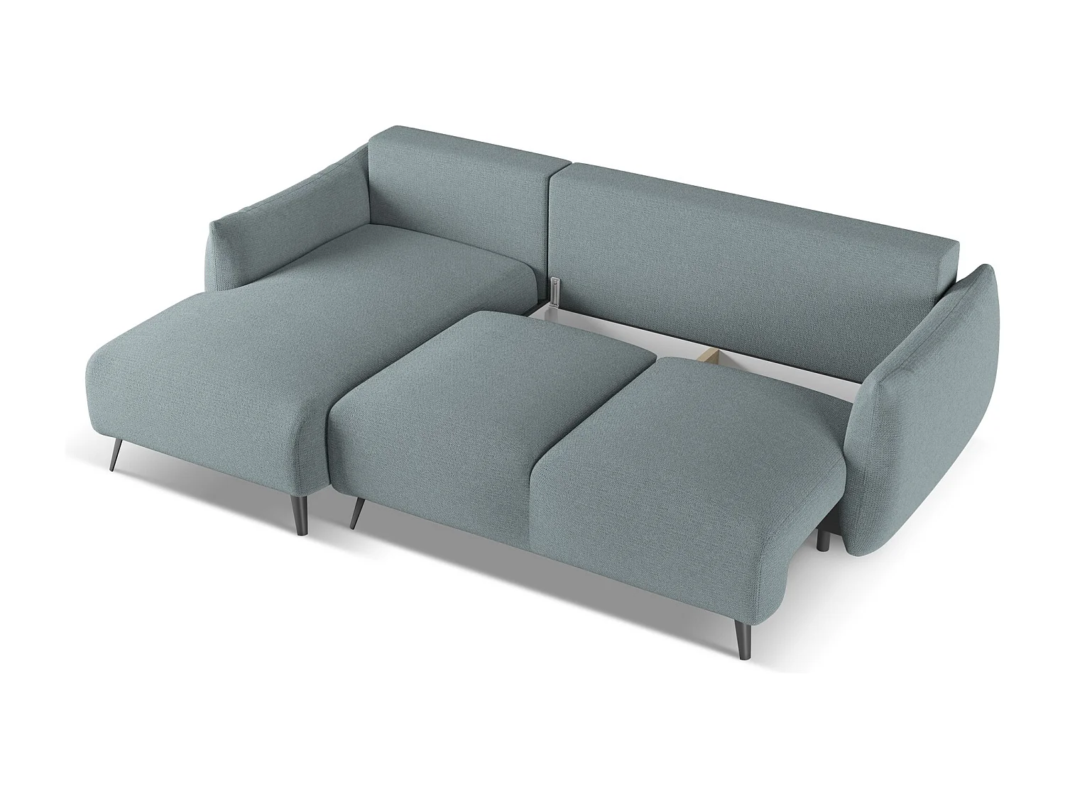 3-Sitzer Ecksofa mit Schlaffunktion - Ecke Links - Chenille - Jeans - MALIE