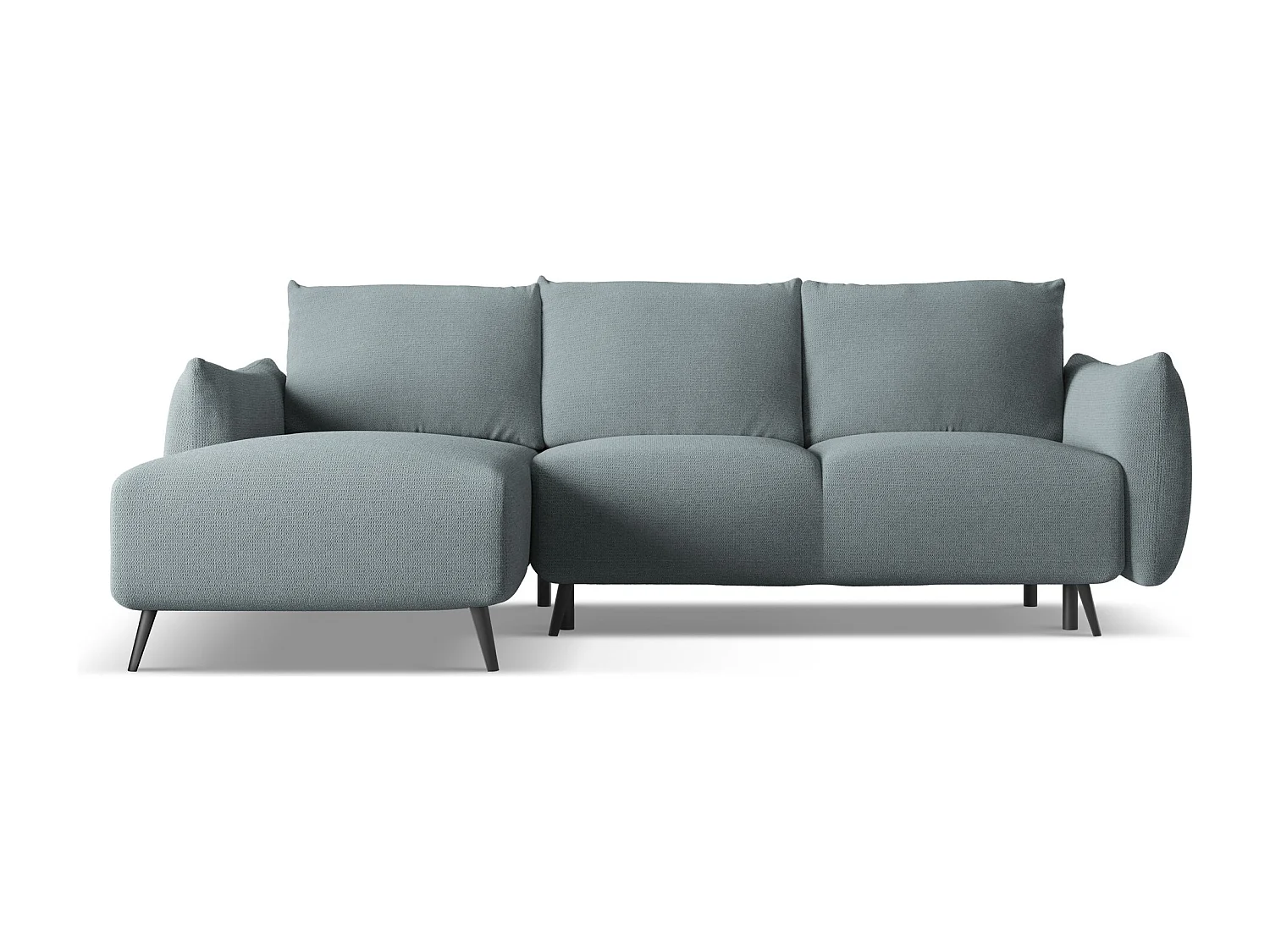 Canapé d'angle gauche convertible en tissu chenille - jeans - MALIE