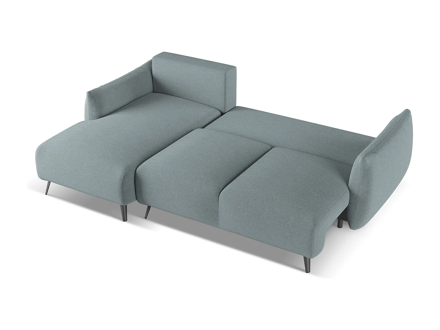 Canapé d'angle gauche convertible en tissu chenille - jeans - MALIE