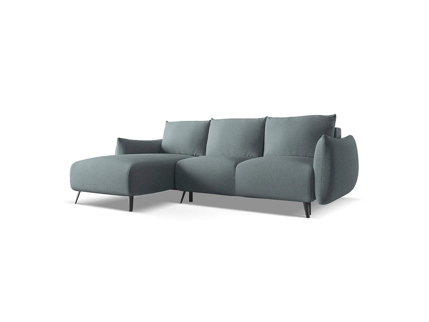 Canapé d’angle 3 places gauche convertible en tissu chenille - jeans - GENOVA