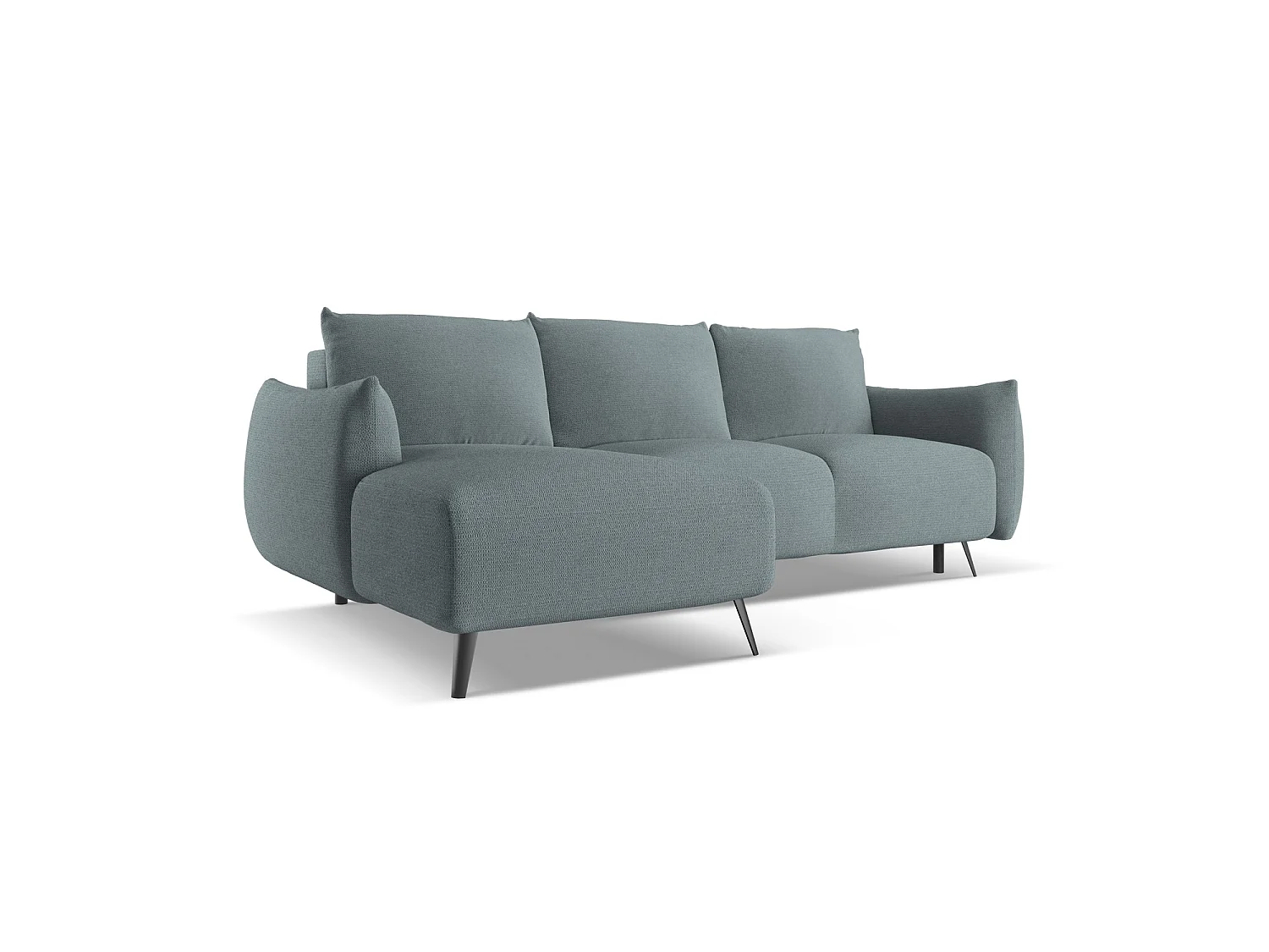 Canapé d’angle 3 places gauche convertible en tissu chenille - jeans - GENOVA
