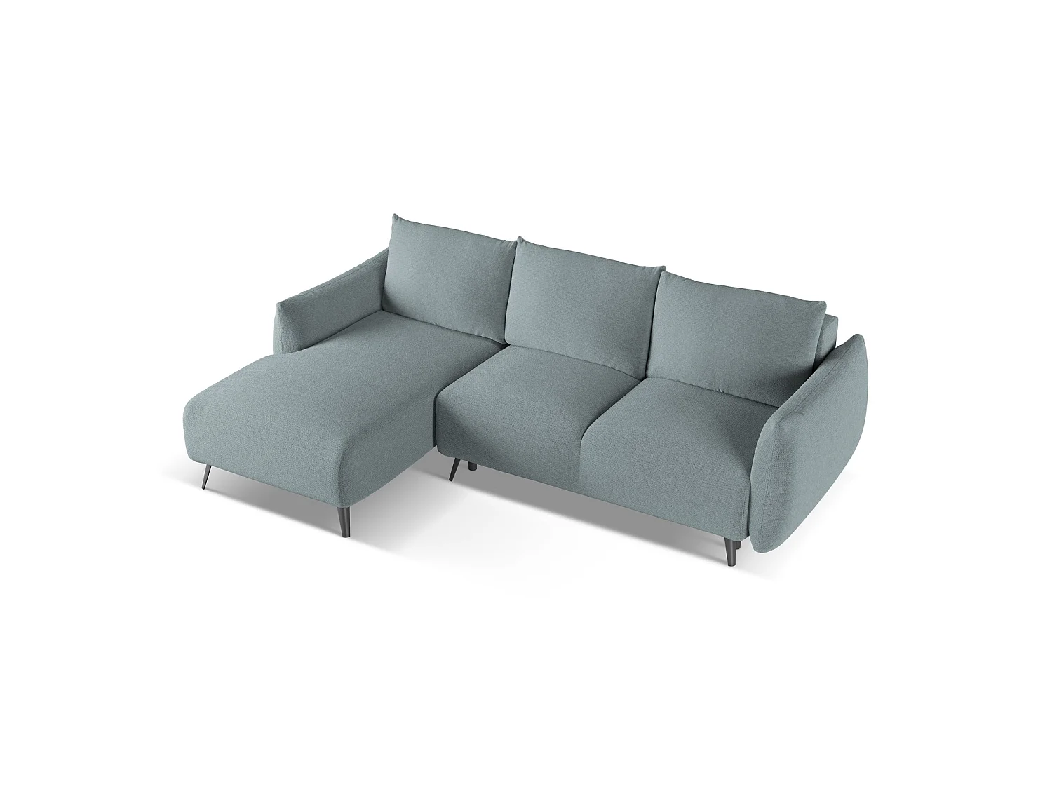 Canapé d’angle 3 places gauche convertible en tissu chenille - jeans - GENOVA