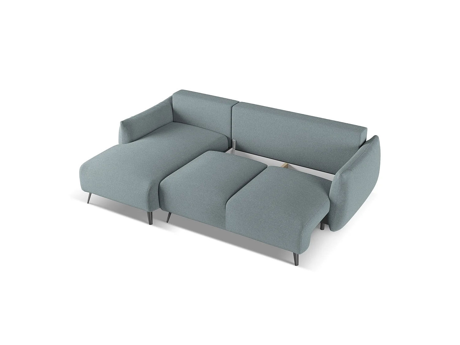 Canapé d’angle 3 places gauche convertible en tissu chenille - jeans - GENOVA