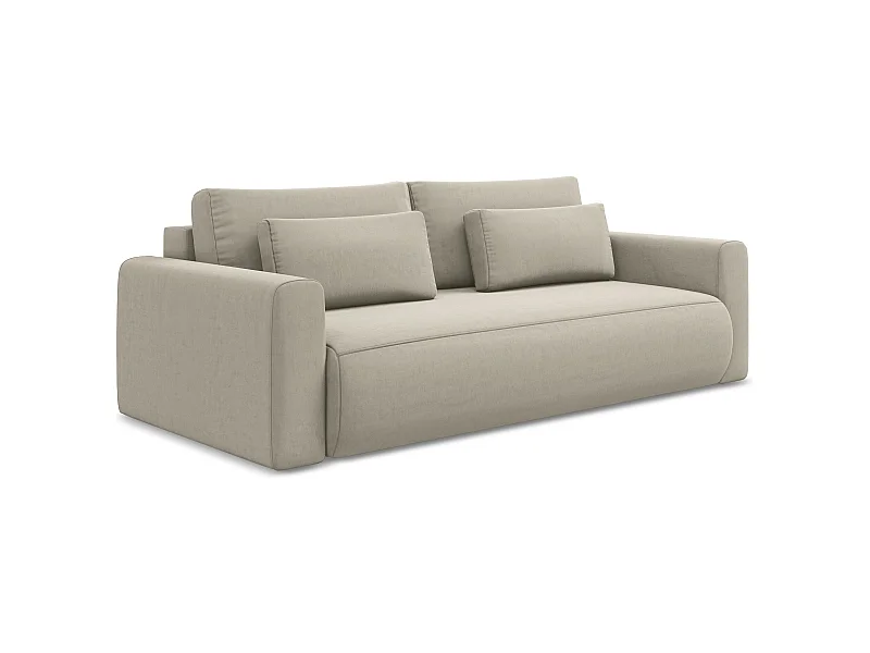 Kanapa 3-osobowa z funkcją spania - z tkaniny welwetowej - perłowy - KAPUA