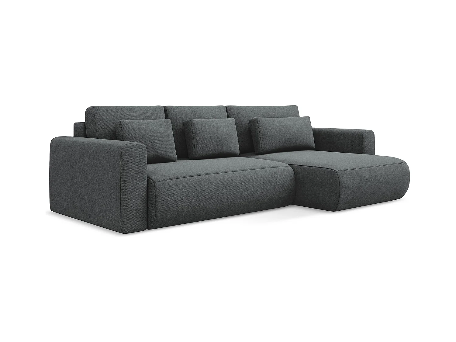 Canapé d’angle 3 places droit convertible en tissu texturé - gris - KAPUA