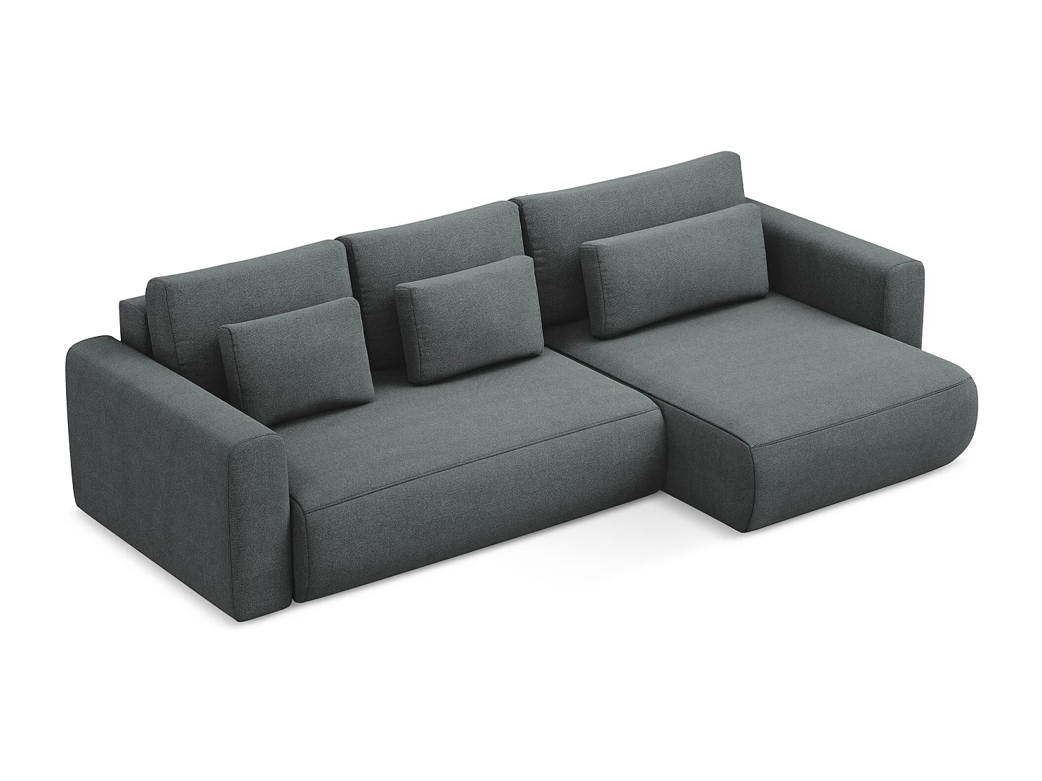 Hoekslaapbank rechts van grijs textuurstof - KAPUA