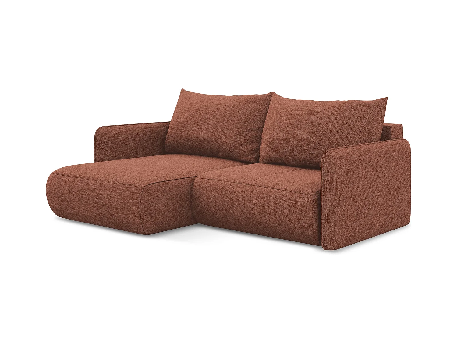 Canapé d’angle 2,5 places gauche convertible en tissu chenille - rose sourd - NANEA