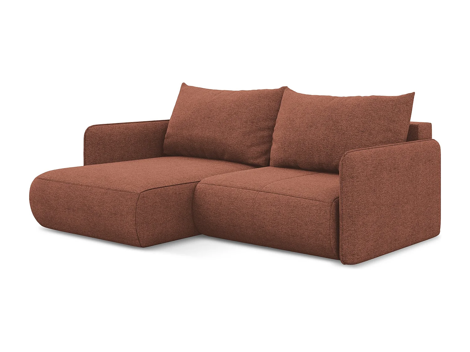 Canapé d’angle 2,5 places gauche convertible en tissu chenille - rose sourd - NANEA