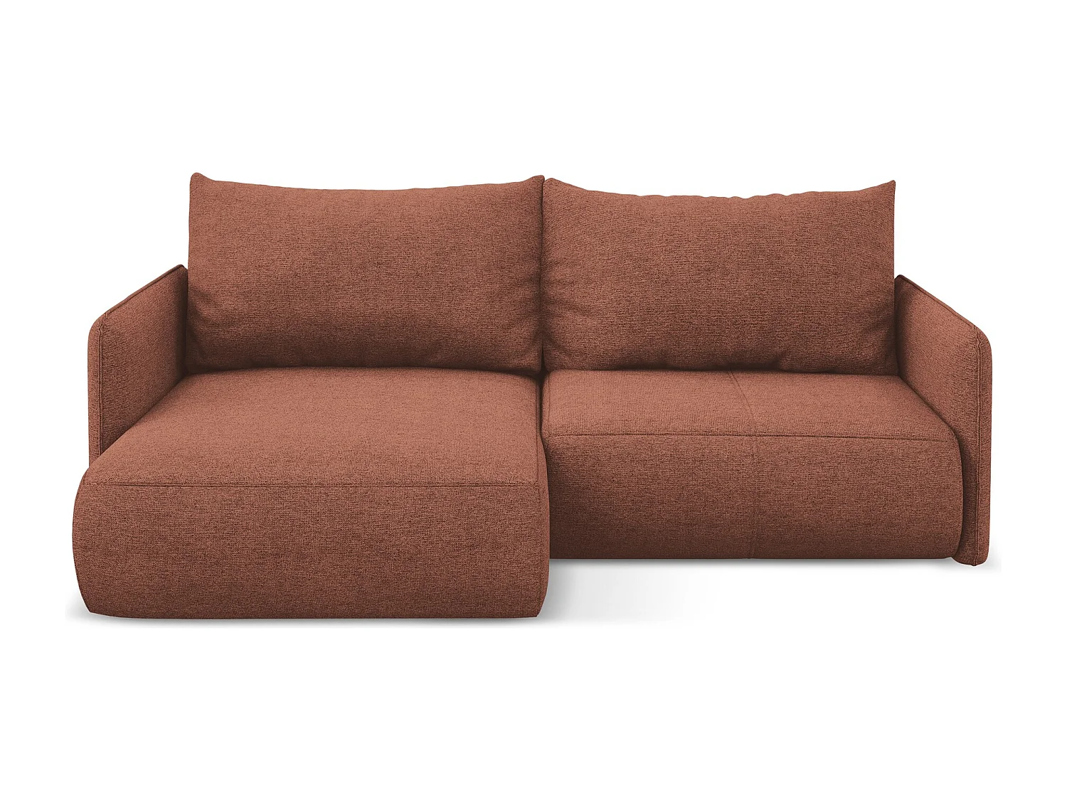 Canapé d’angle 2,5 places gauche convertible en tissu chenille - rose sourd - NANEA