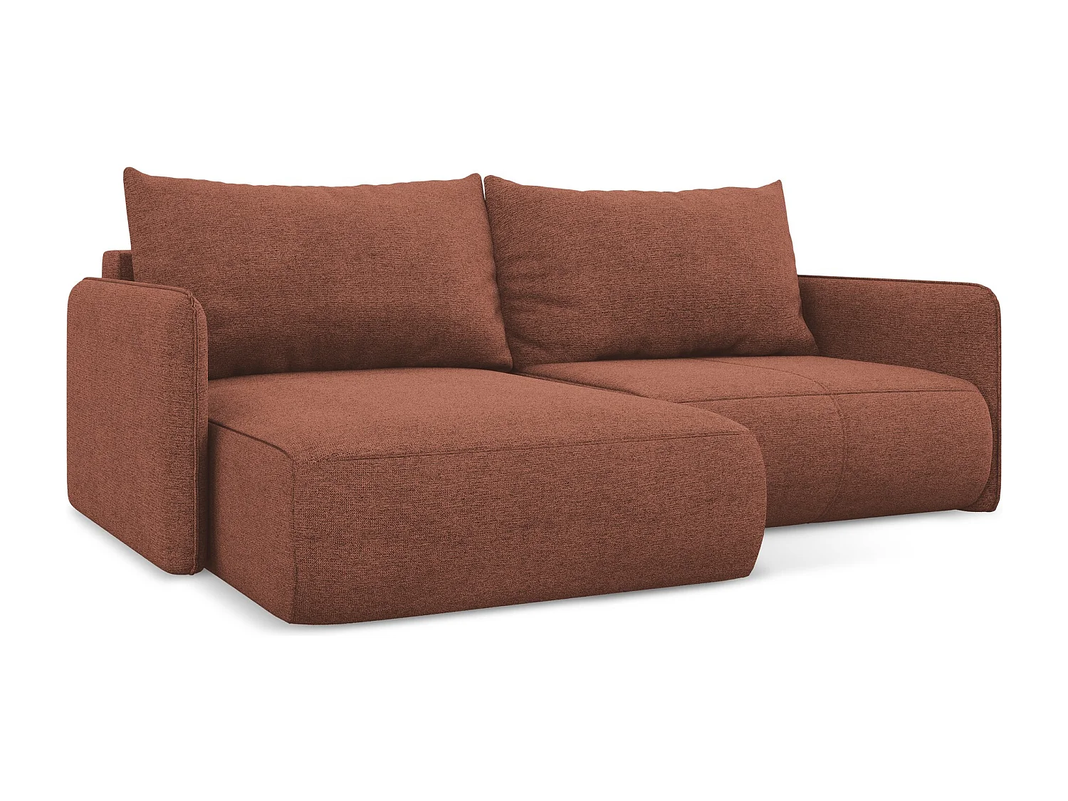 Canapé d’angle 2,5 places gauche convertible en tissu chenille - rose sourd - NANEA