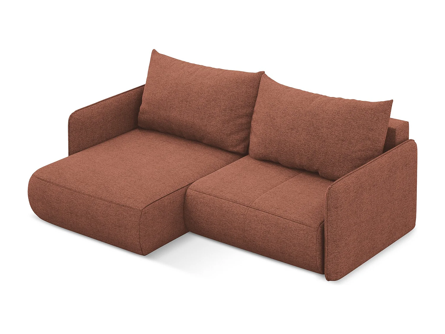 Canapé d’angle 2,5 places gauche convertible en tissu chenille - rose sourd - NANEA