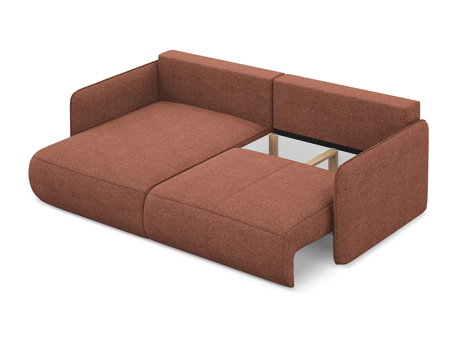 Canapé d’angle 2,5 places gauche convertible en tissu chenille - rose sourd - NANEA