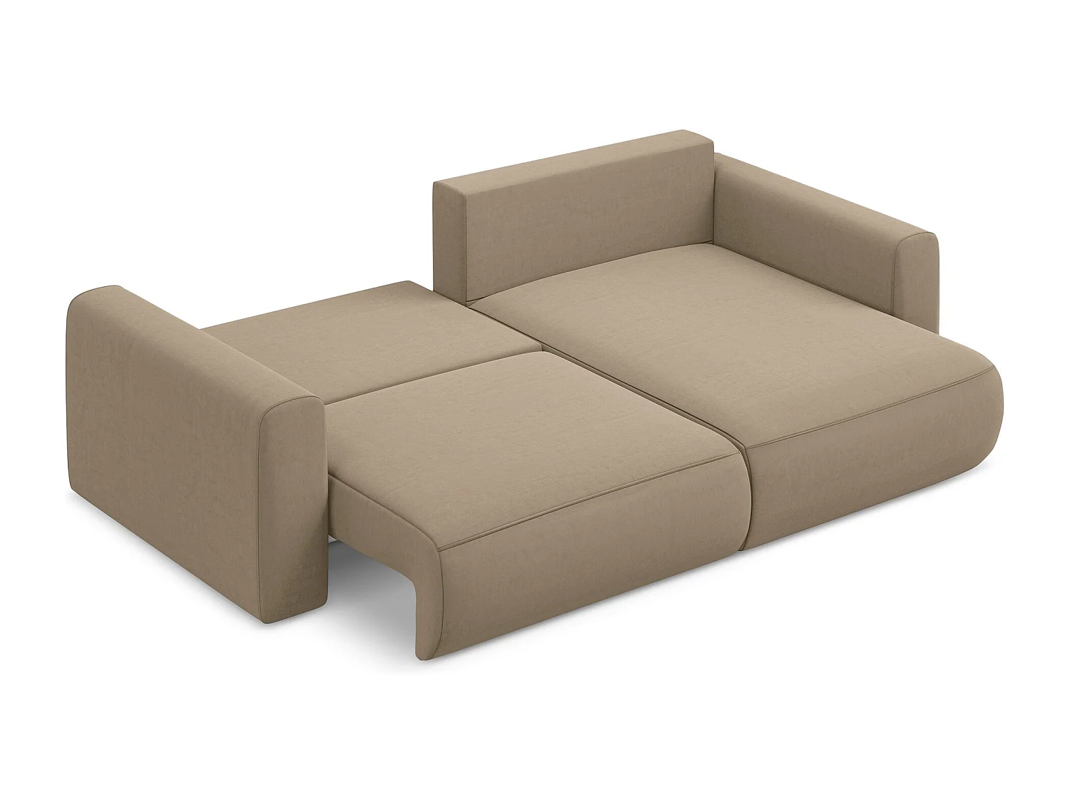 Hoekslaapbank rechts van lichtbeige velours - KAPUA