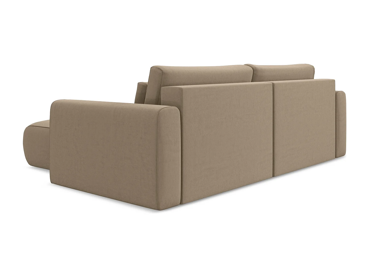 Sofá de canto direito convertível 2,5 lugares em veludo bege claro - KAPUA