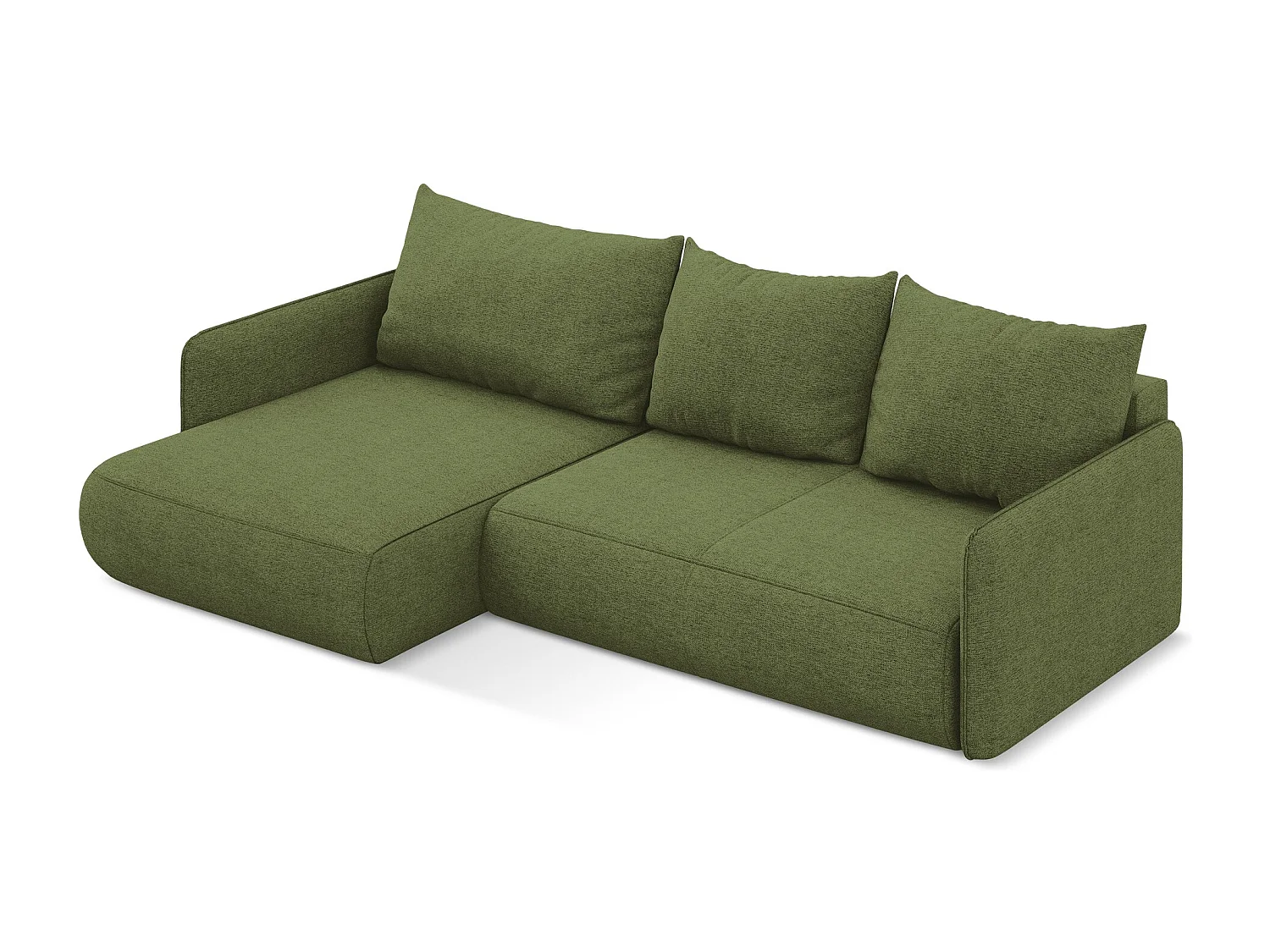 3-Sitzer Ecksofa mit Schlaffunktion - Ecke Links - Chenille - Flaschengrün - NANEA