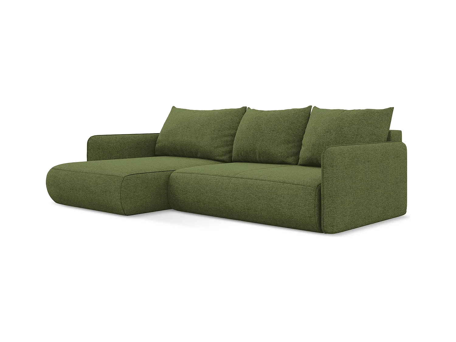 3-Sitzer Ecksofa mit Schlaffunktion - Ecke Links - Chenille - Flaschengrün - NANEA