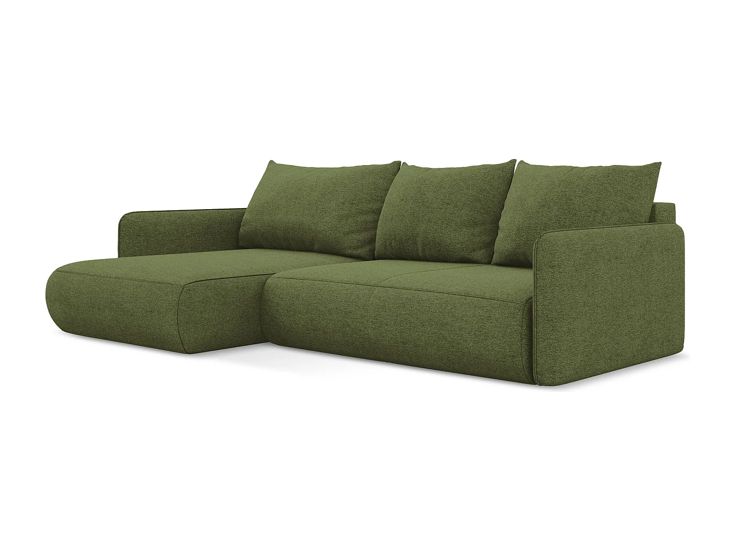 3-Sitzer Ecksofa mit Schlaffunktion - Ecke Links - Chenille - Flaschengrün - NANEA