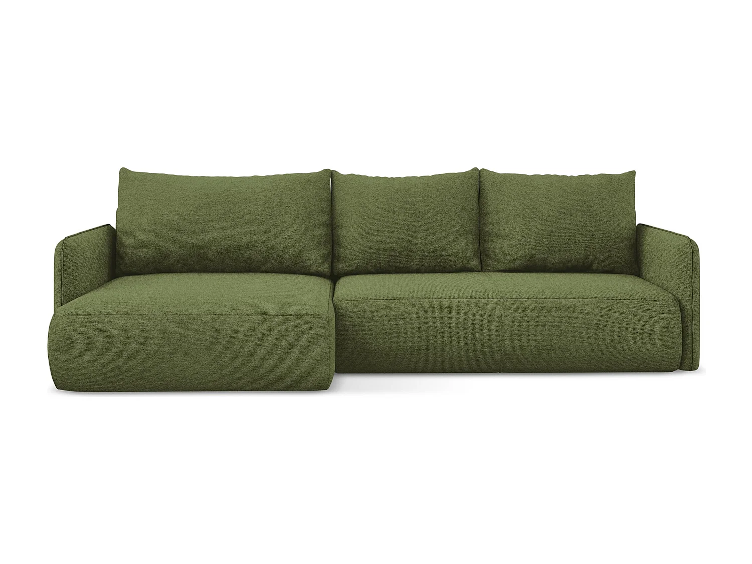 3-Sitzer Ecksofa mit Schlaffunktion - Ecke Links - Chenille - Flaschengrün - NANEA