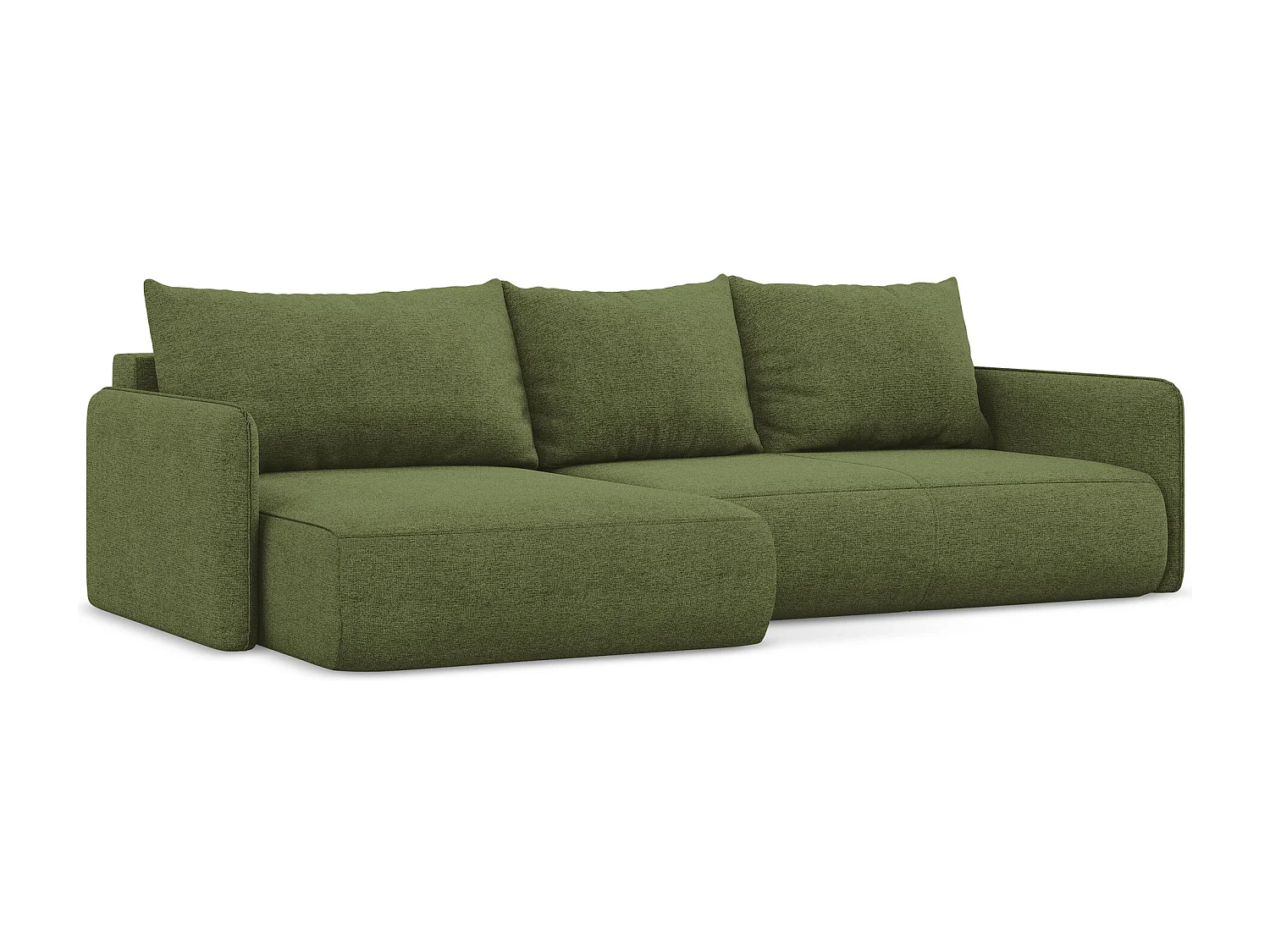 3-Sitzer Ecksofa mit Schlaffunktion - Ecke Links - Chenille - Flaschengrün - NANEA