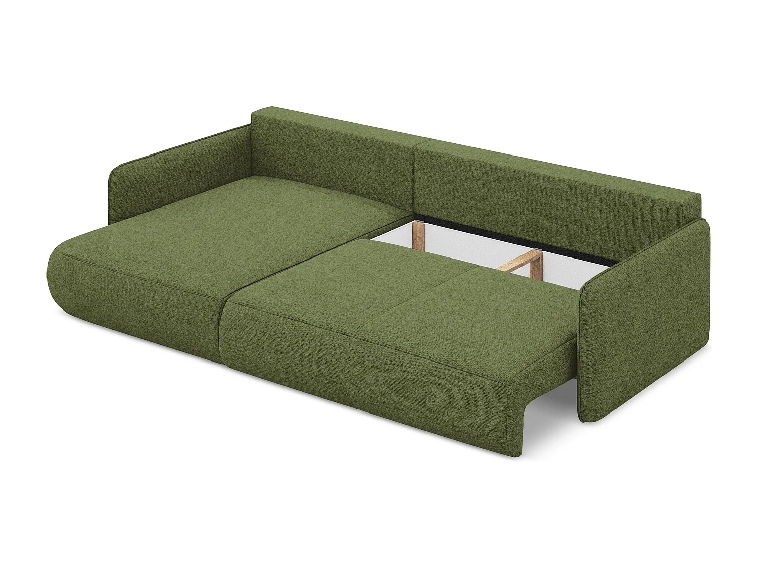 3-Sitzer Ecksofa mit Schlaffunktion - Ecke Links - Chenille - Flaschengrün - NANEA