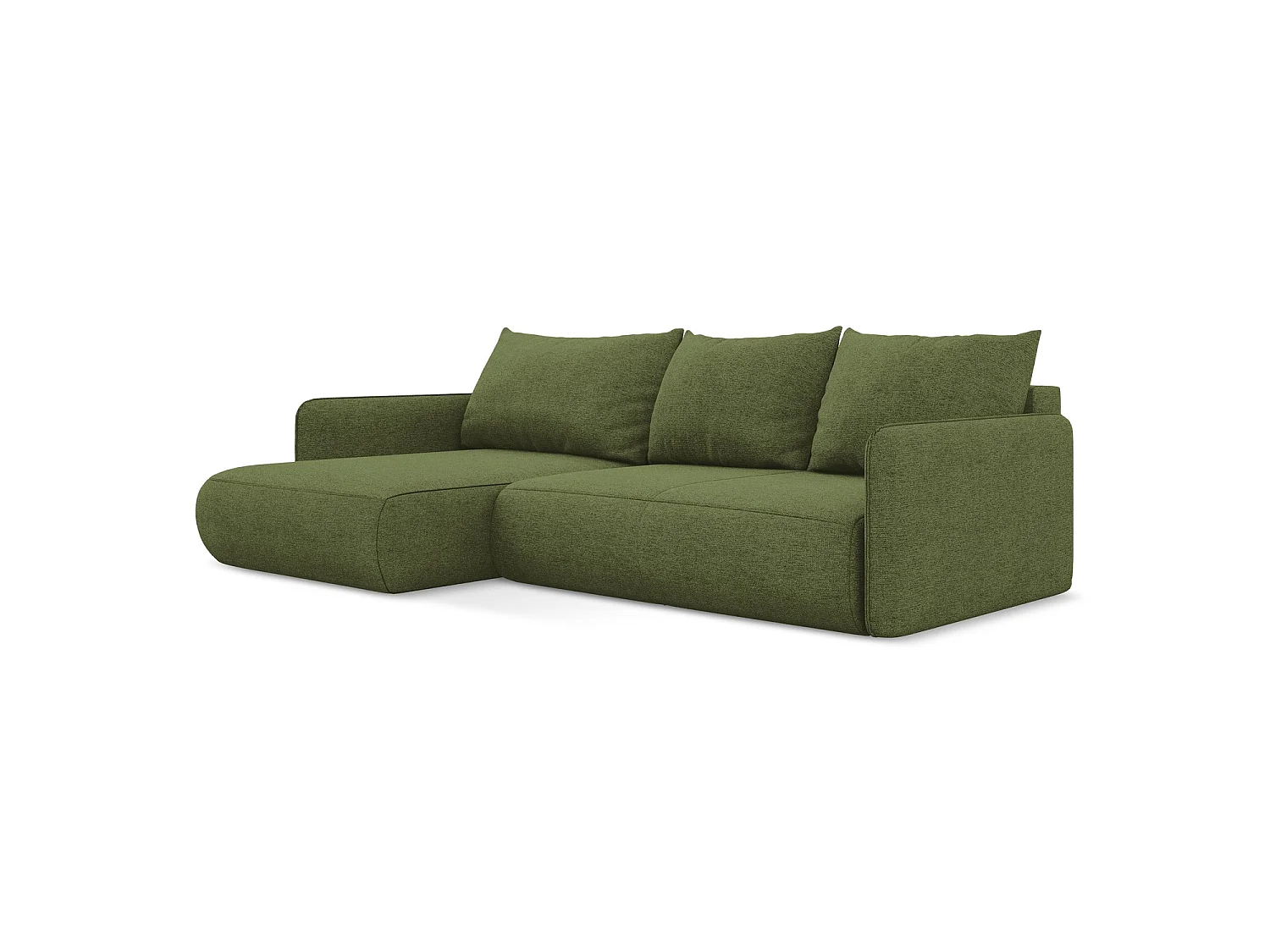 Canapé d’angle 3 places gauche convertible en tissu chenille - bouteille verte - PALERMO