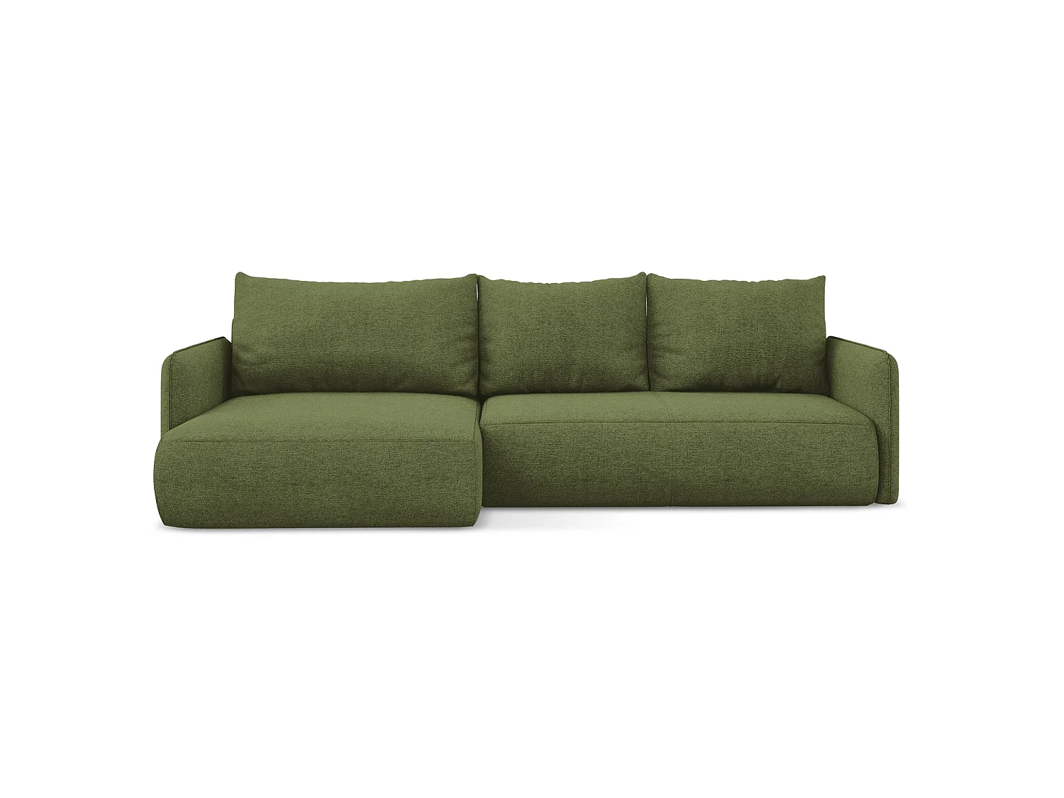 Canapé d’angle 3 places gauche convertible en tissu chenille - bouteille verte - PALERMO