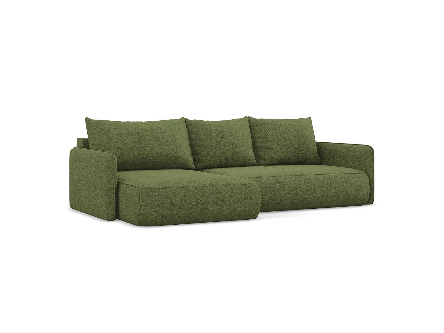 Canapé d’angle 3 places gauche convertible en tissu chenille - bouteille verte - PALERMO