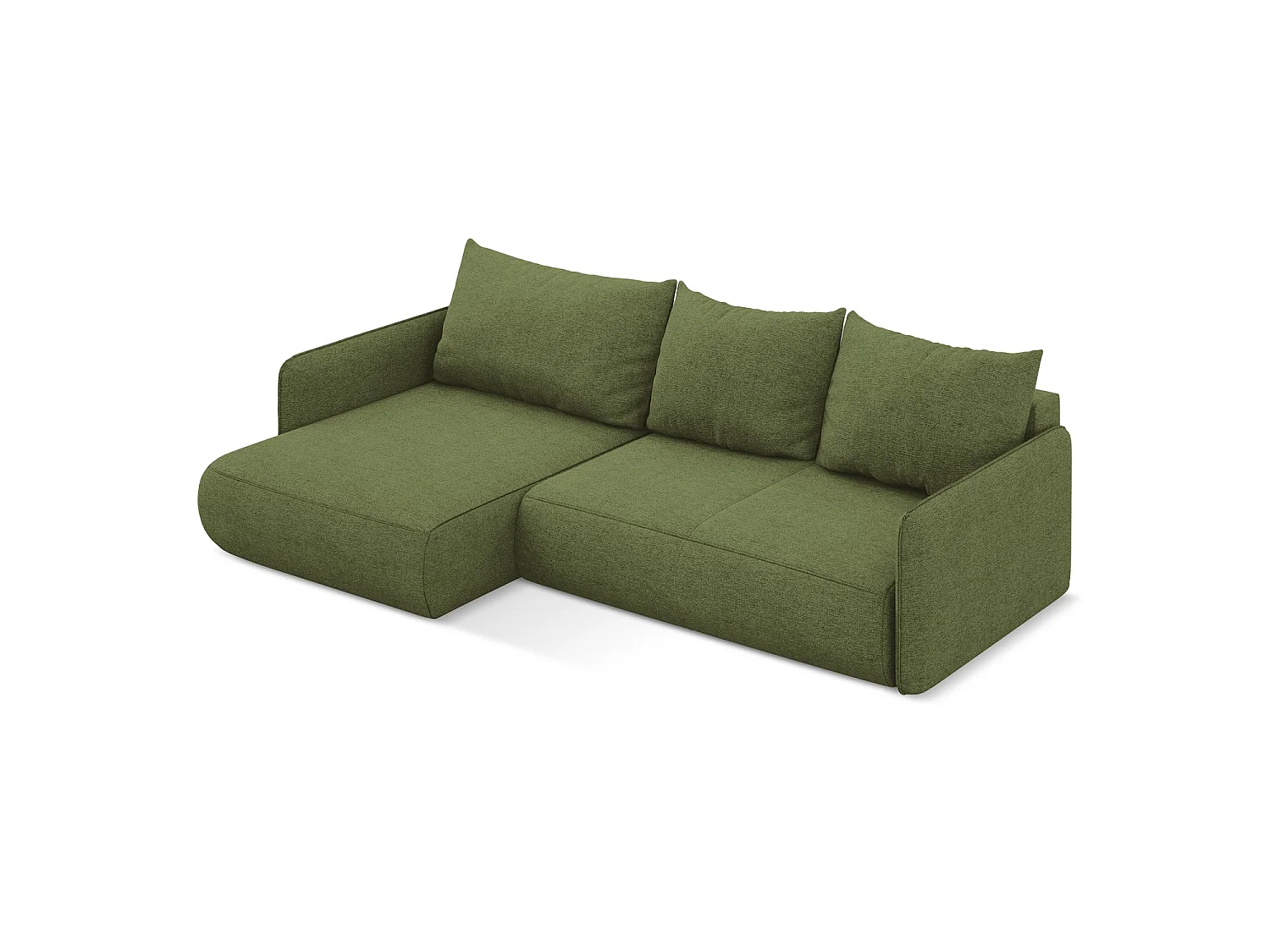 Canapé d’angle 3 places gauche convertible en tissu chenille - bouteille verte - PALERMO