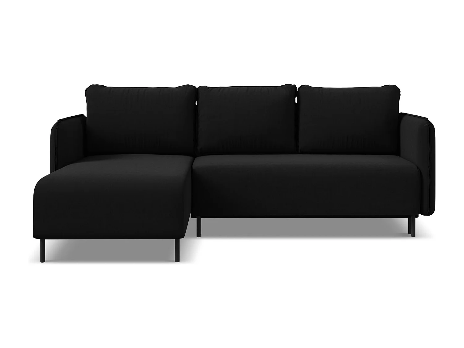 3-Sitzer Ecksofa mit Schlaffunktion - Ecke Links - Samt - Schwarz - LUANA