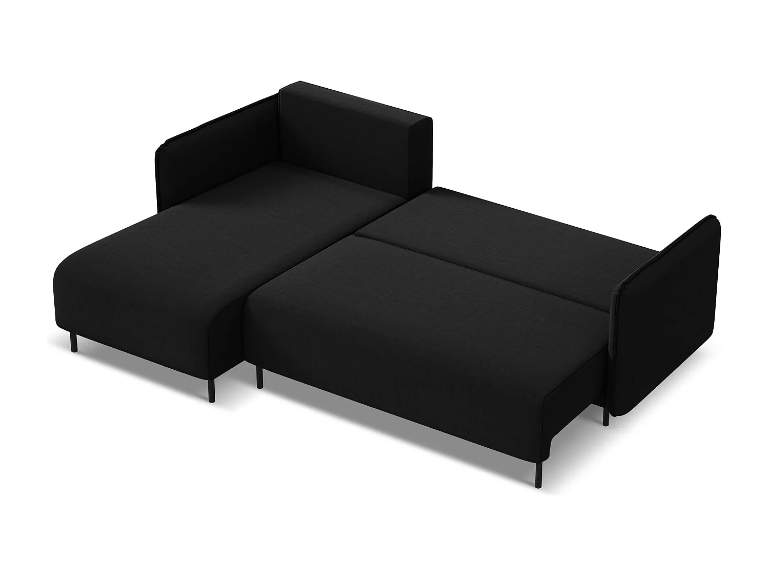 3-Sitzer Ecksofa mit Schlaffunktion - Ecke Links - Samt - Schwarz - LUANA