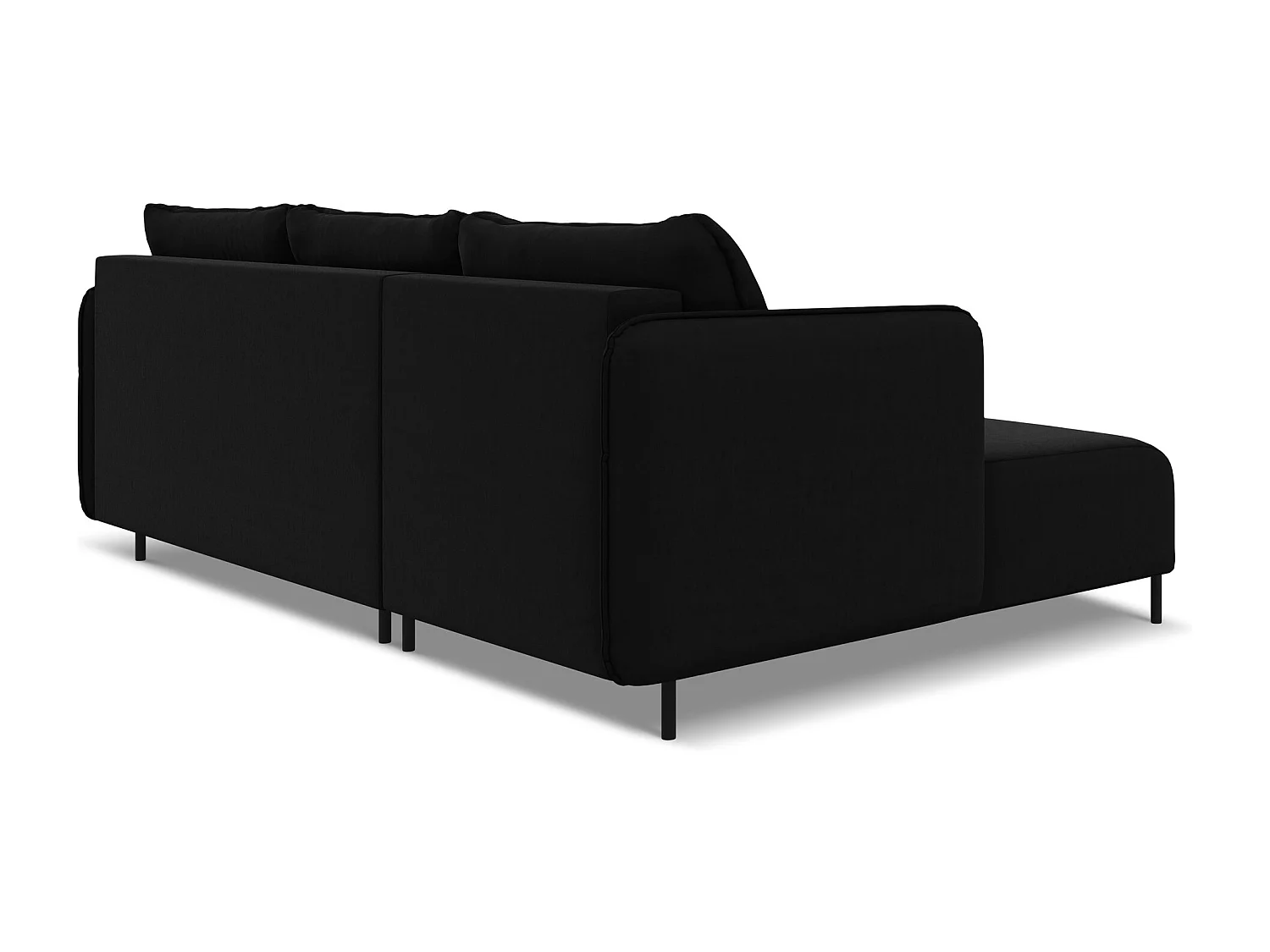 3-Sitzer Ecksofa mit Schlaffunktion - Ecke Links - Samt - Schwarz - LUANA