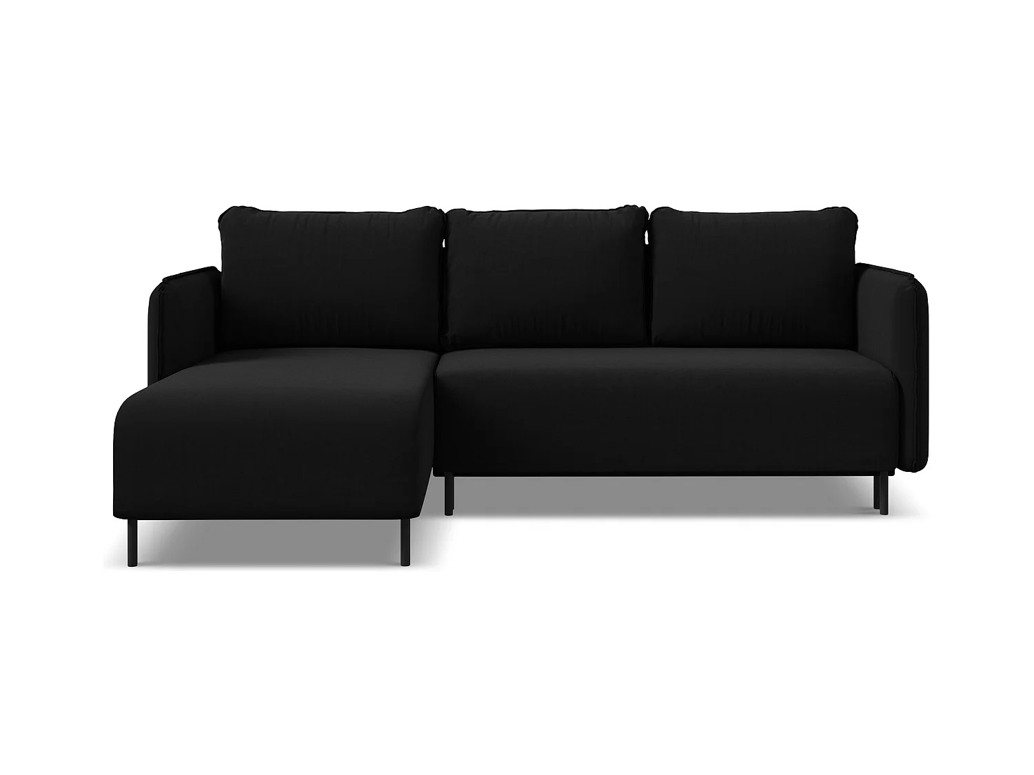 Canapé d'angle gauche convertible en velours - noir - LUANA
