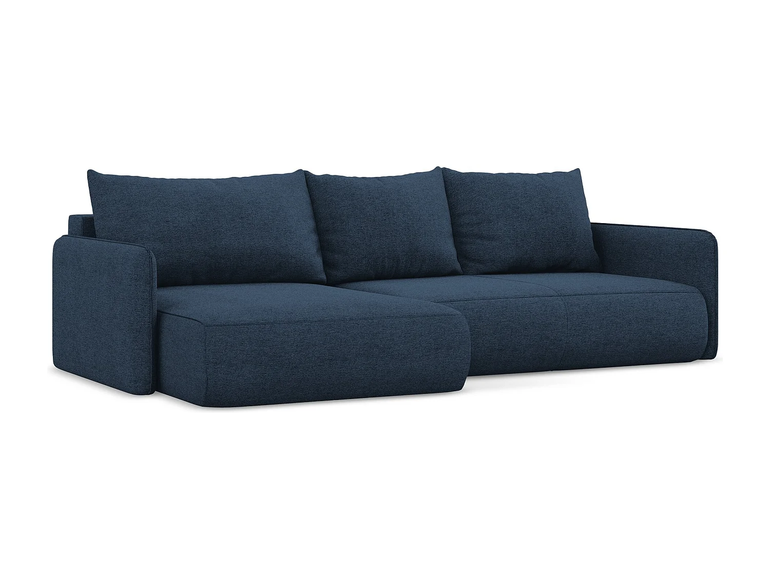 3-Sitzer Ecksofa mit Schlaffunktion - Ecke Links - Chenille - Königsblau - NANEA