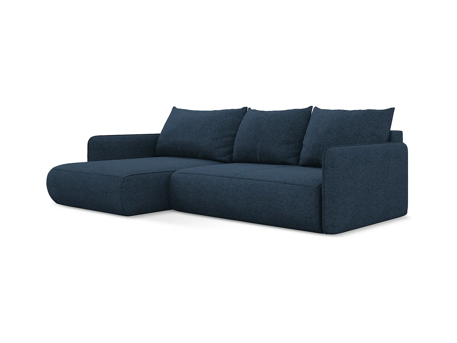 3-Sitzer Ecksofa mit Schlaffunktion - Ecke Links - Chenille - Königsblau - NANEA