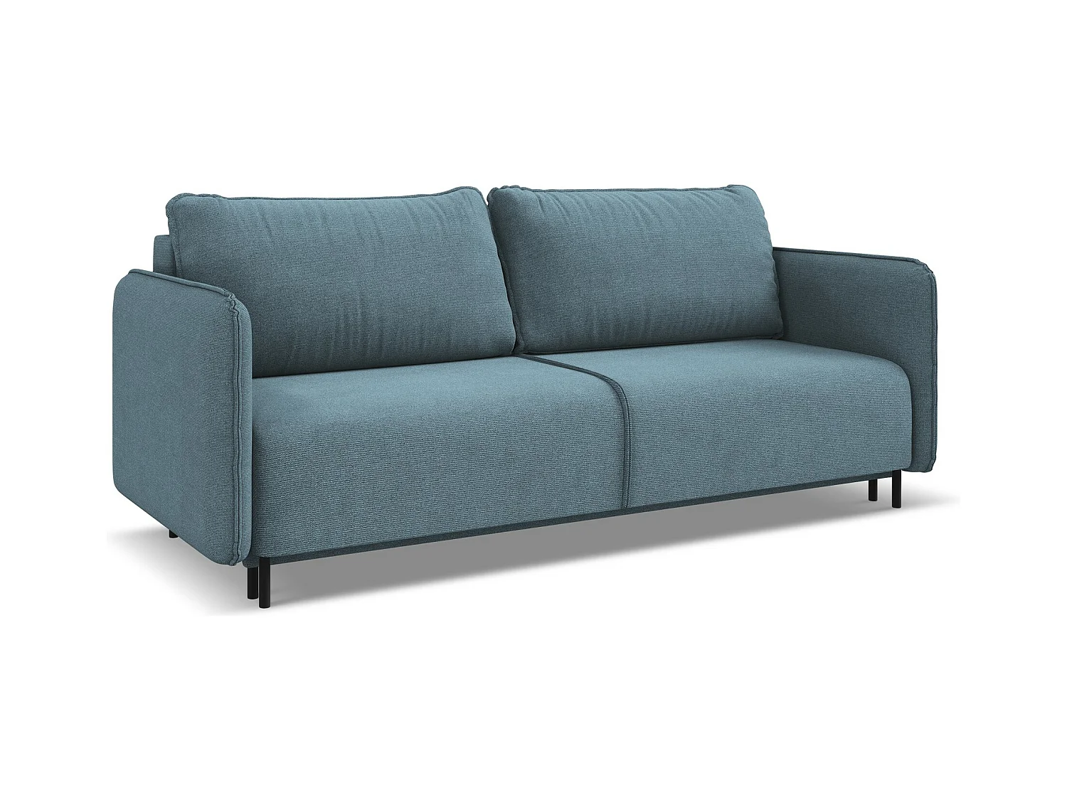 Canapé 3 places convertible en tissu texturé - bleu clair - LUANA