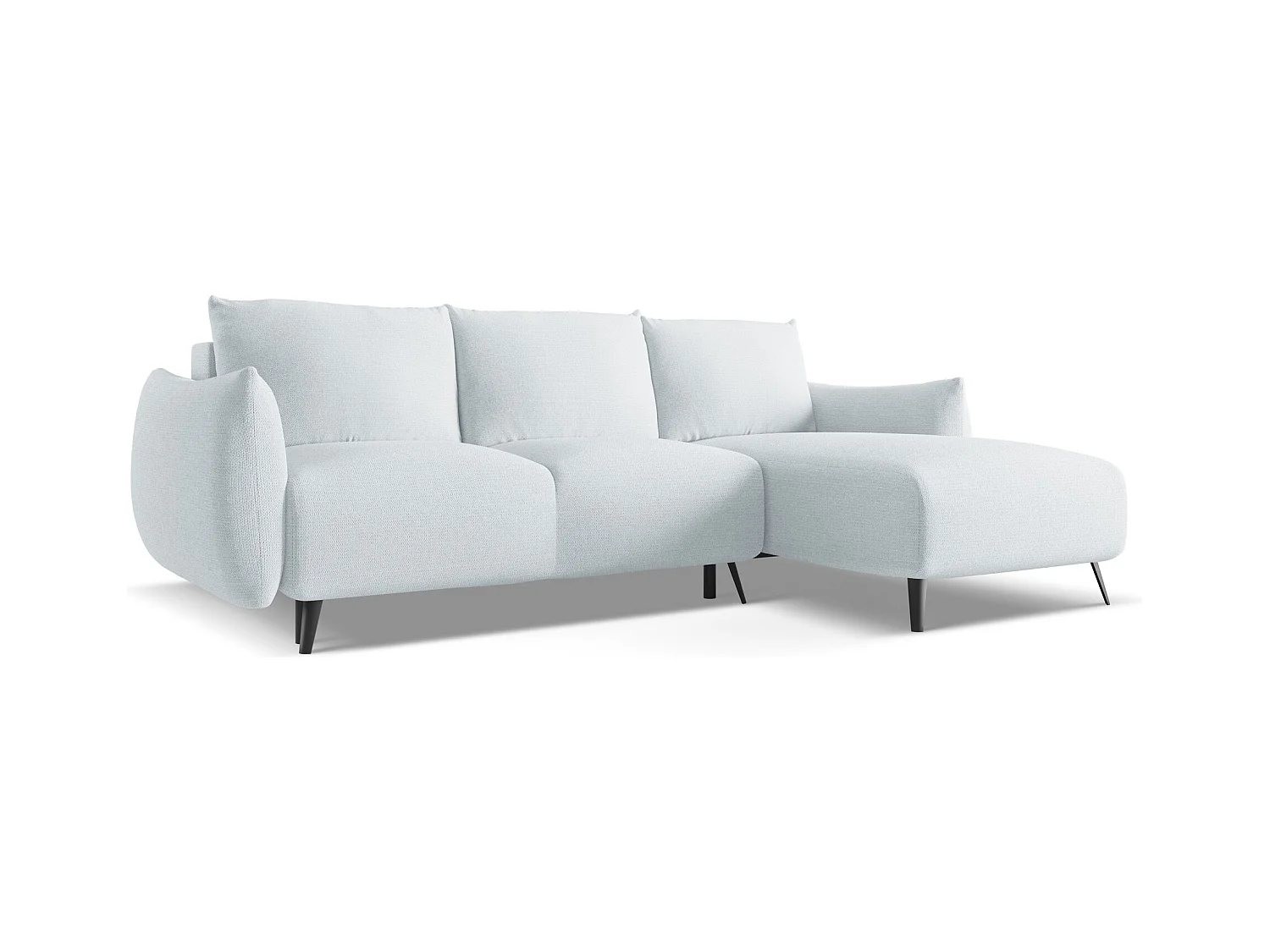 Ecksofa mit Schlaffunktion - Ecke Rechts - Chenille - Hellblau - MALIE