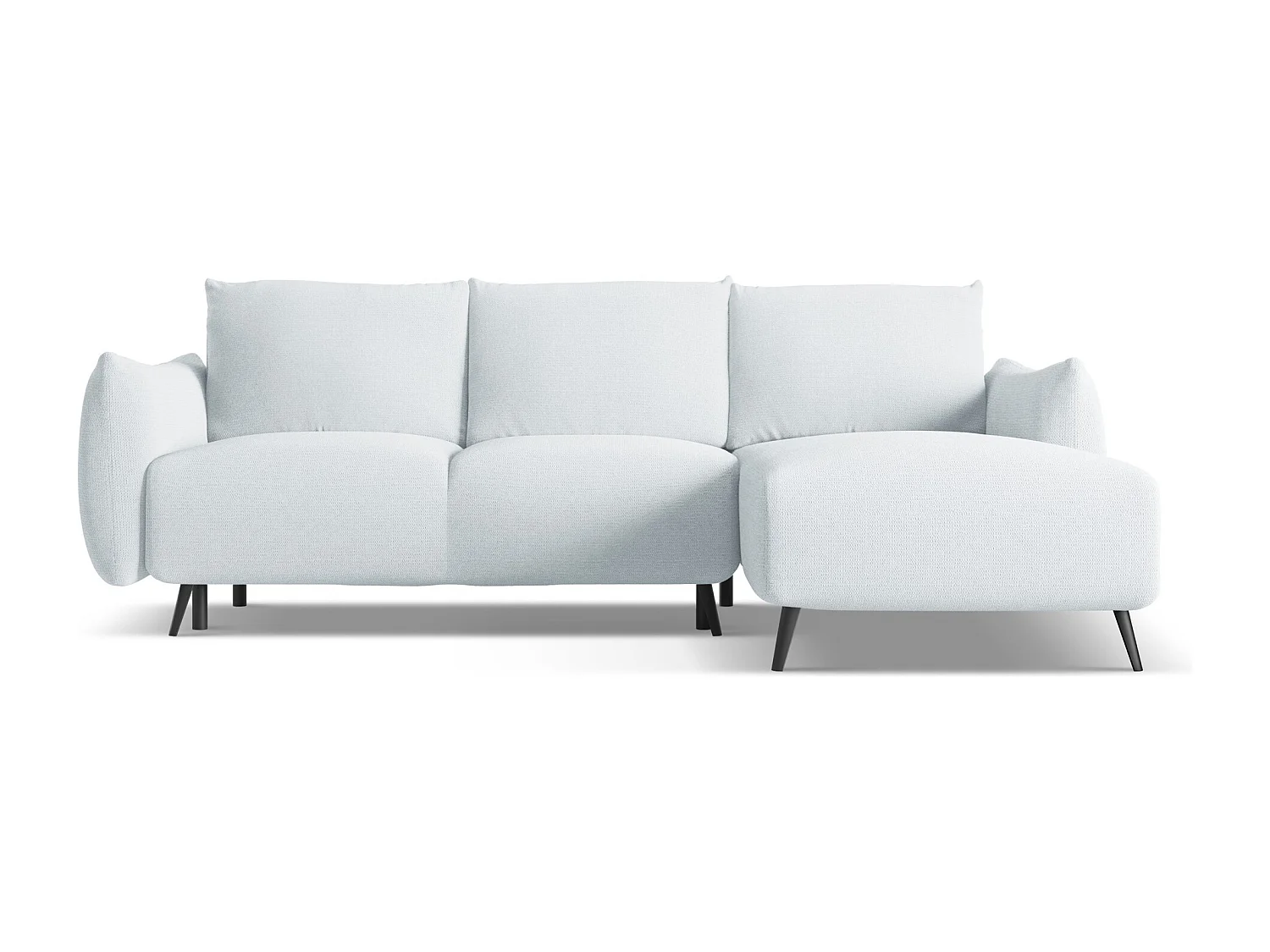 Ecksofa mit Schlaffunktion - Ecke Rechts - Chenille - Hellblau - MALIE