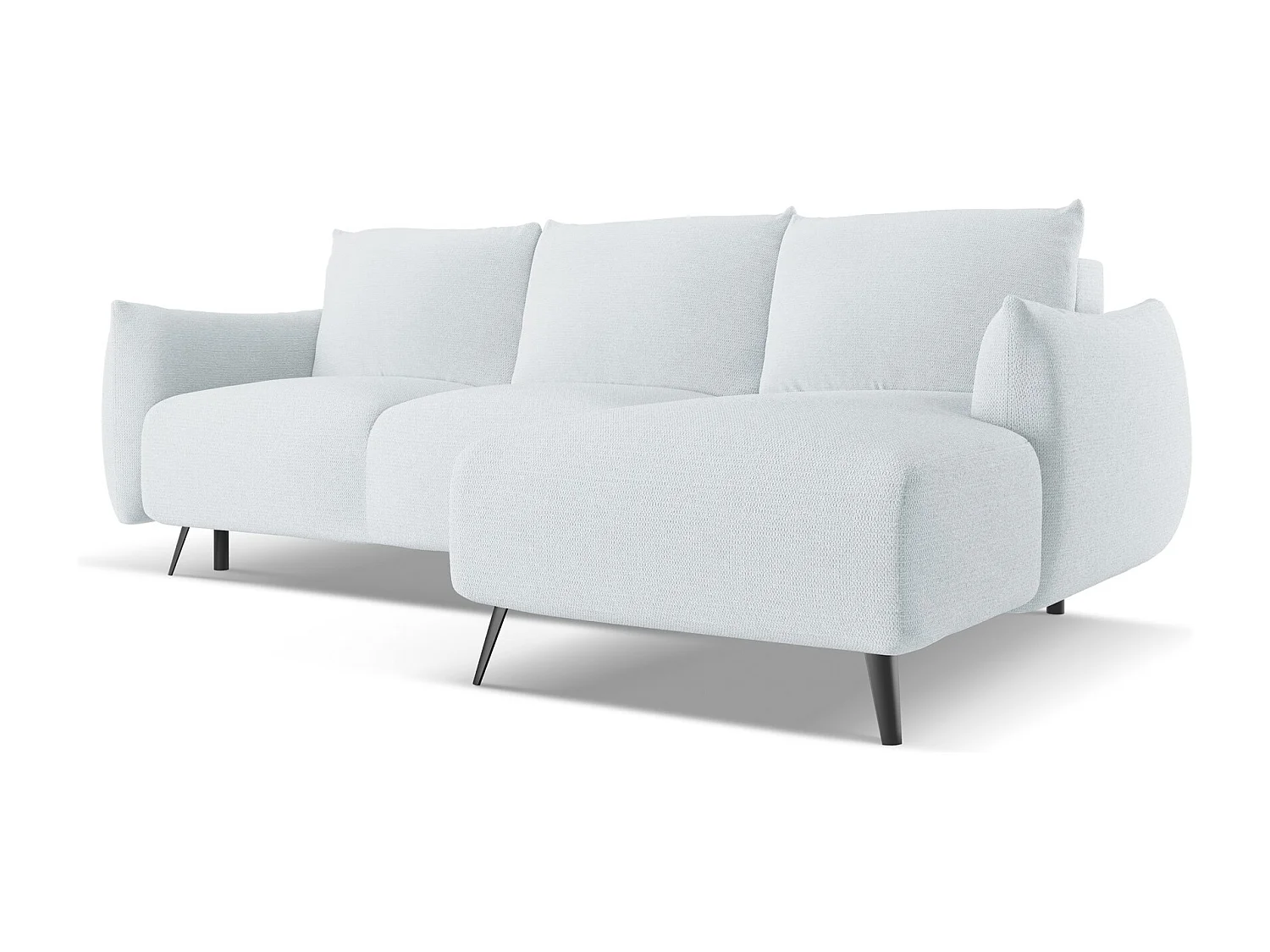 Ecksofa mit Schlaffunktion - Ecke Rechts - Chenille - Hellblau - MALIE