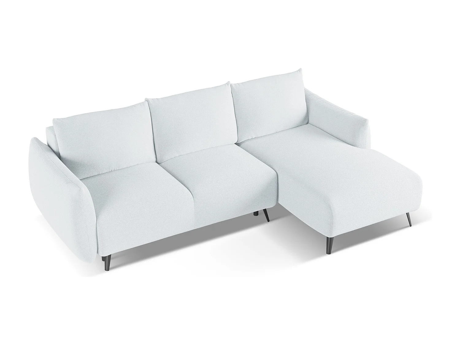 Ecksofa mit Schlaffunktion - Ecke Rechts - Chenille - Hellblau - MALIE