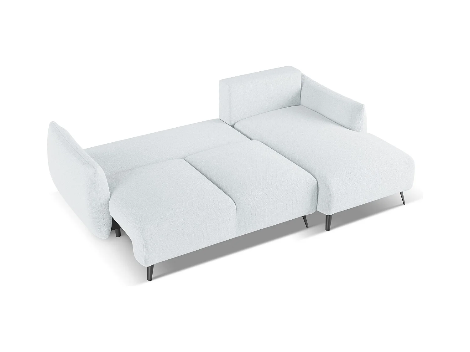 Ecksofa mit Schlaffunktion - Ecke Rechts - Chenille - Hellblau - MALIE