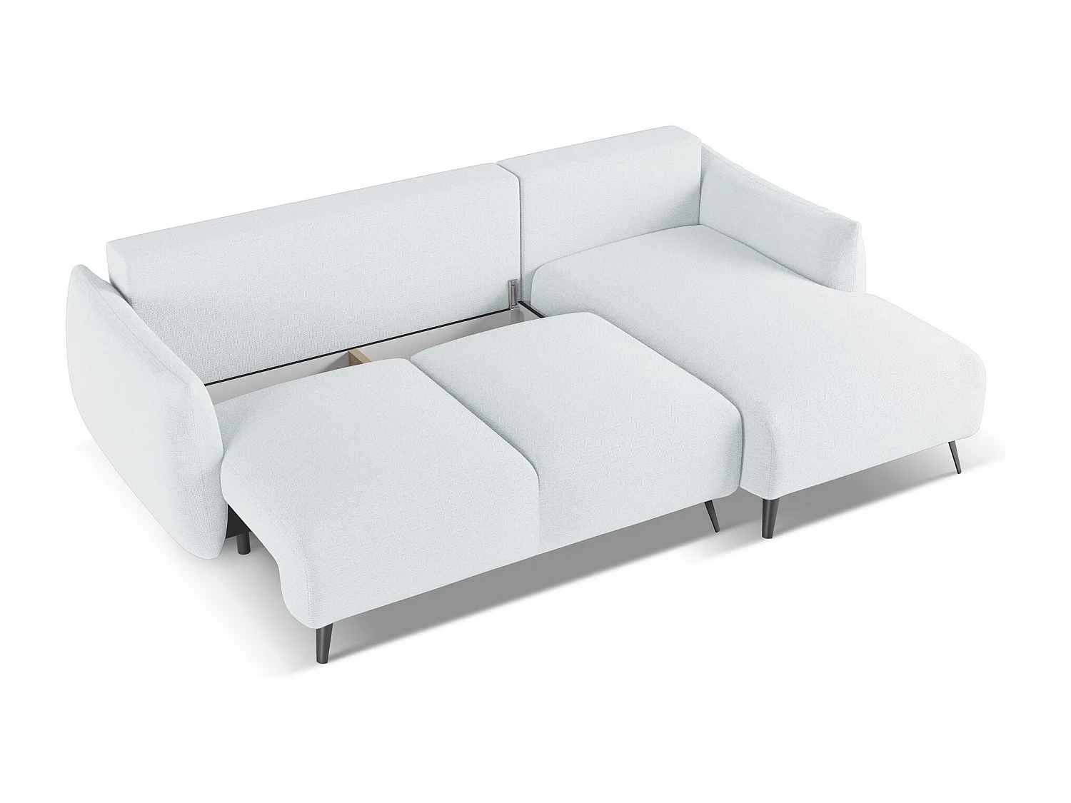 Ecksofa mit Schlaffunktion - Ecke Rechts - Chenille - Hellblau - MALIE