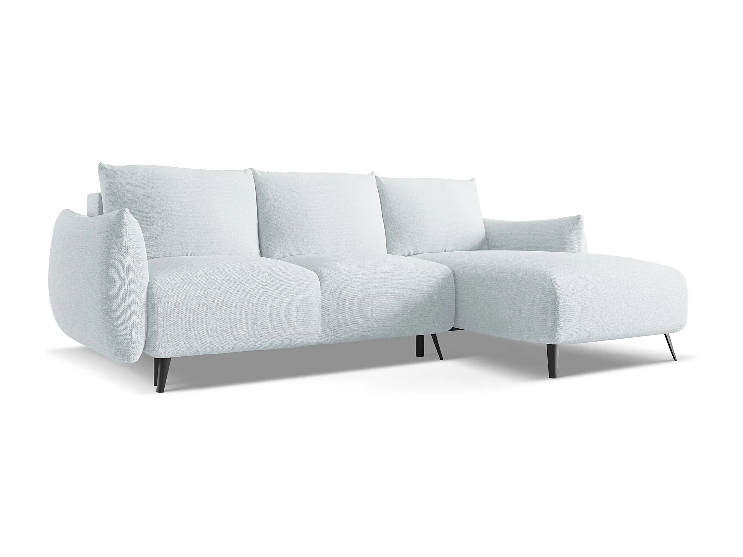 Hoekslaapbank rechts van lichtblauw chenille stof - MALIE