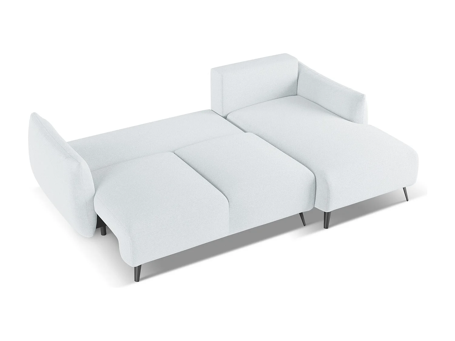 Hoekslaapbank rechts van lichtblauw chenille stof - MALIE