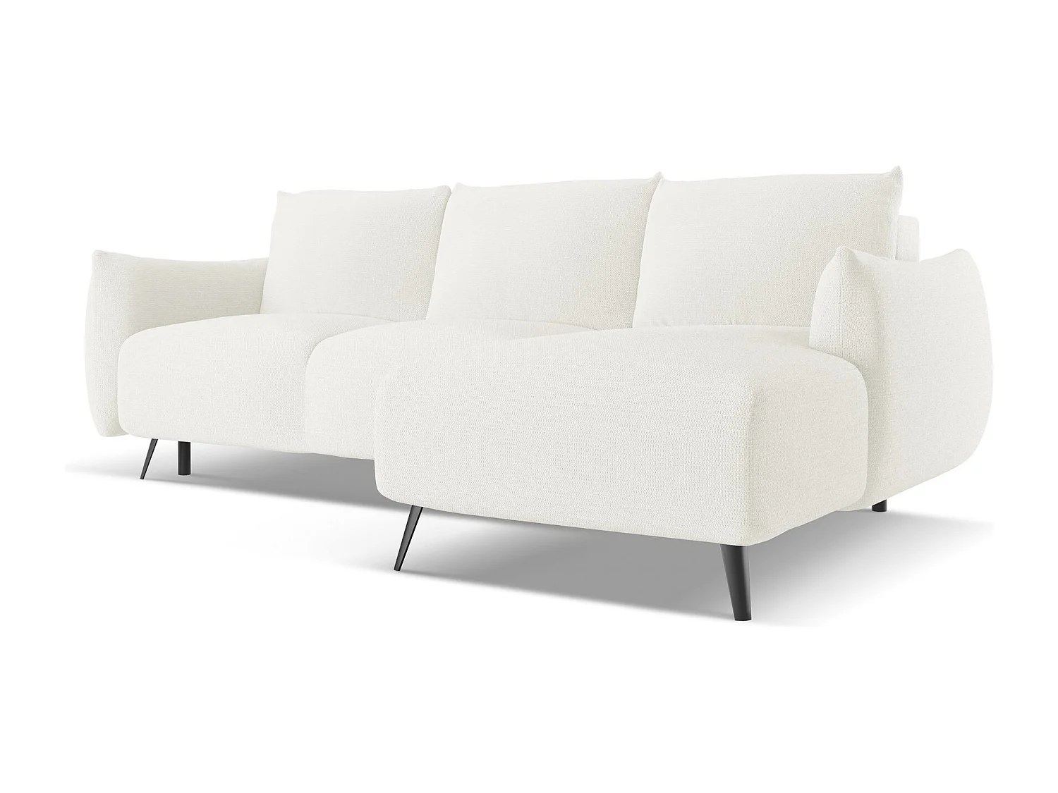 Ecksofa mit Schlaffunktion - Ecke Rechts - Chenille - Weiß - MALIE