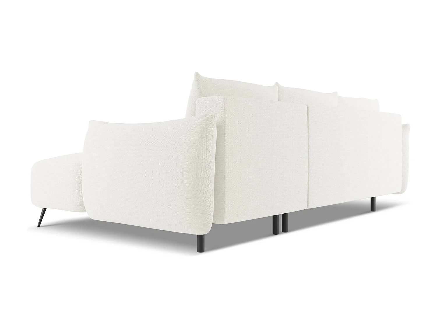 Ecksofa mit Schlaffunktion - Ecke Rechts - Chenille - Weiß - MALIE