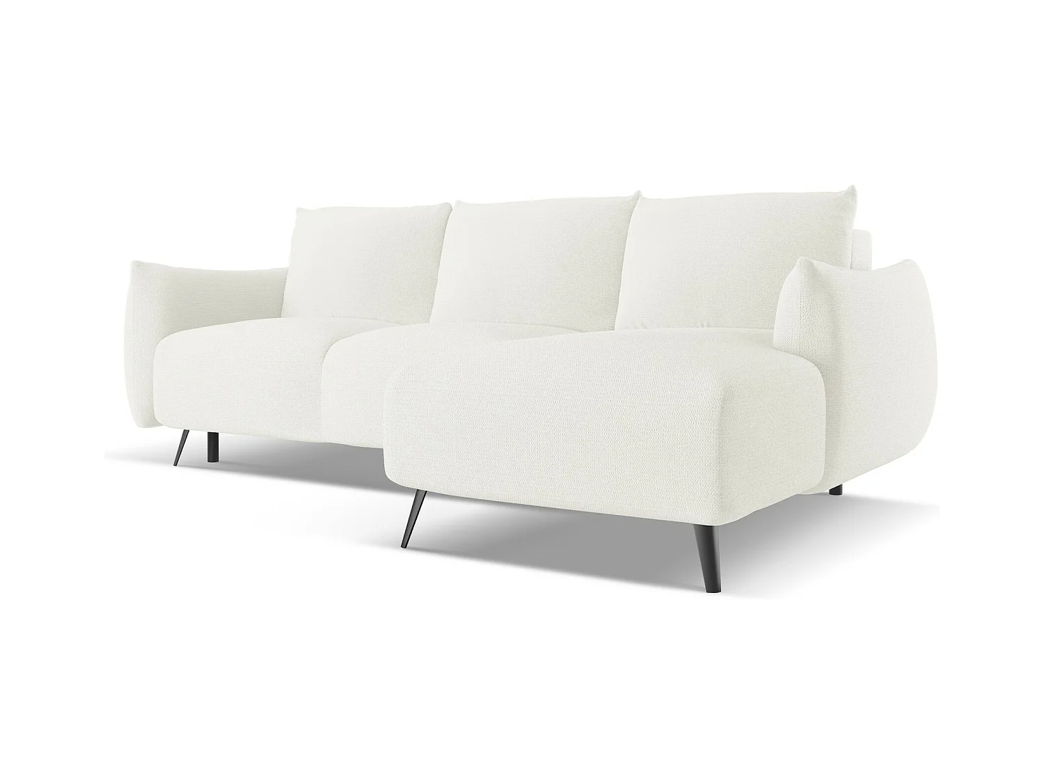 Canapé d'angle droit convertible en tissu chenille - blanc - MALIE