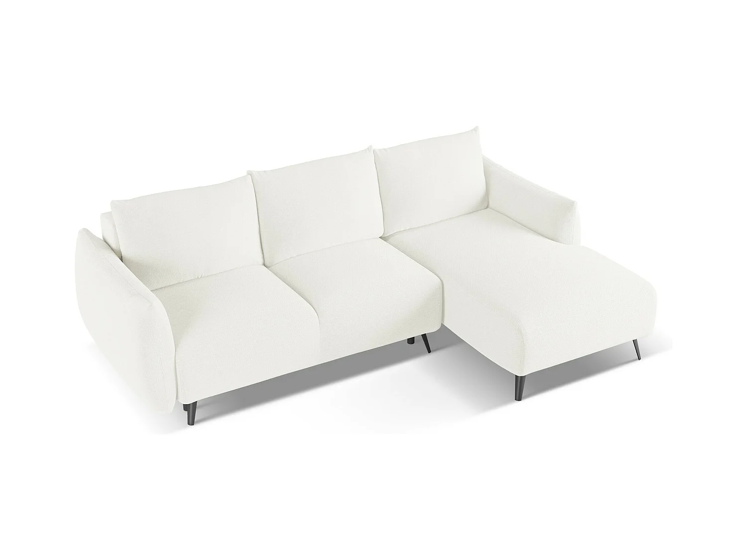 Canapé d'angle droit convertible en tissu chenille - blanc - MALIE